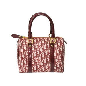 Christian Dior Speedy Boston Trotter Handbag Red Jacquard